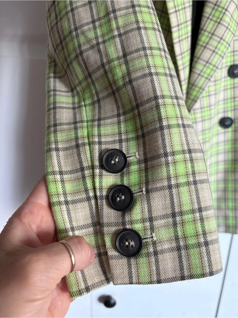 Free People Ashby Green Plaid Blazer Jacket, XS